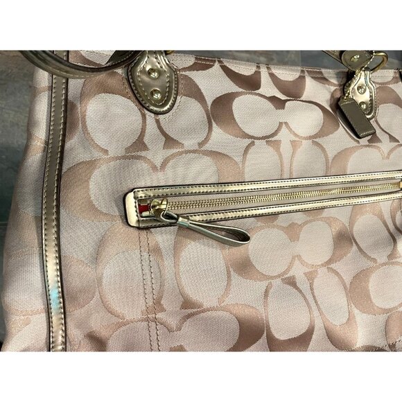 Coach J1220 Gallery Tote Authentic Entrupy Certified Signature Jacquard &Leather - Picture 8 of 10